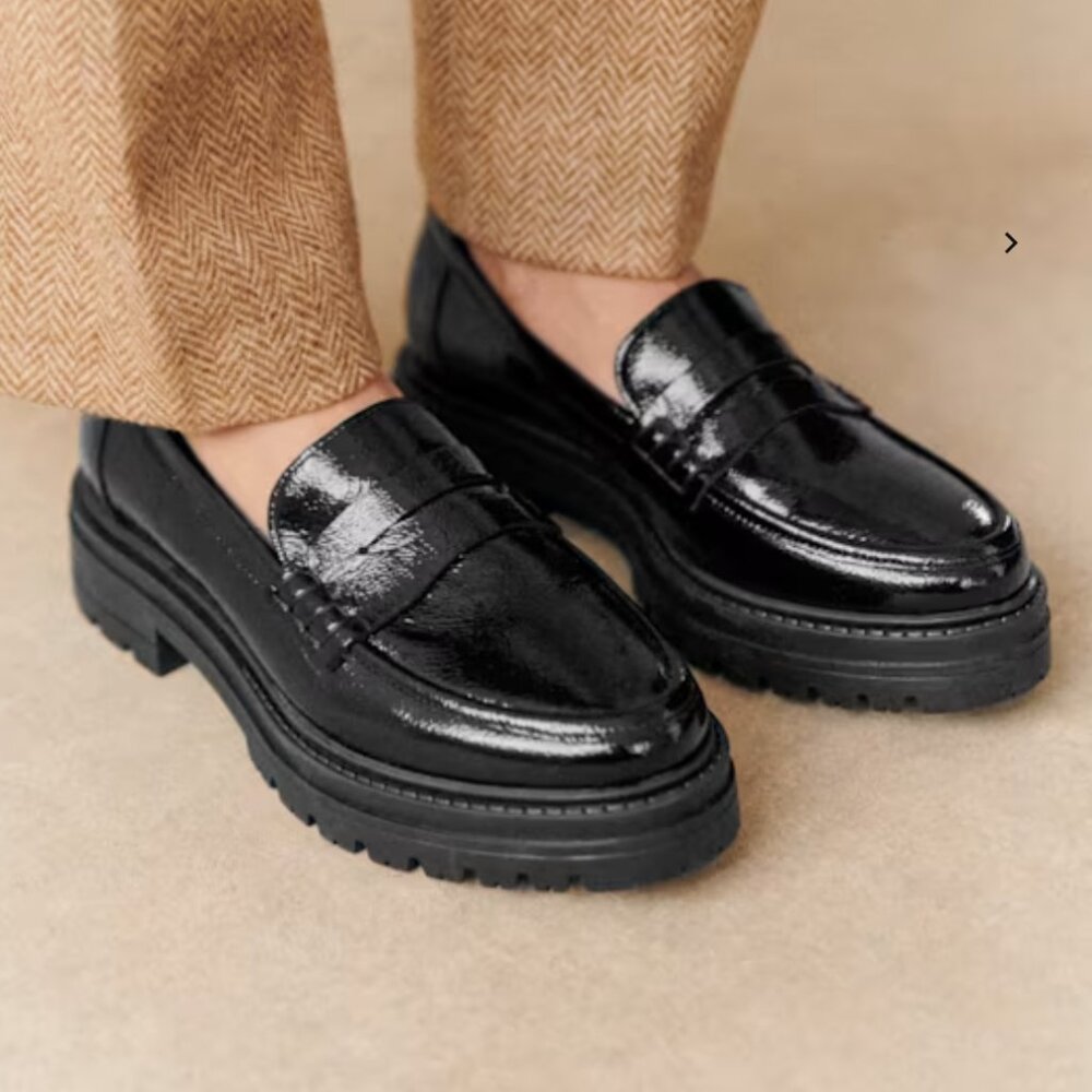 Sezane Albane loafers in black patent leather size 6/Euro size 36